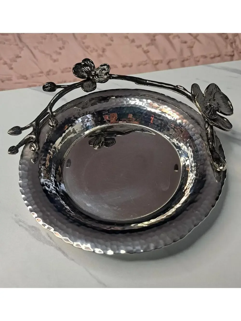 Michael Aram Hammered Steel Black Orchid Wine Coaster #110725